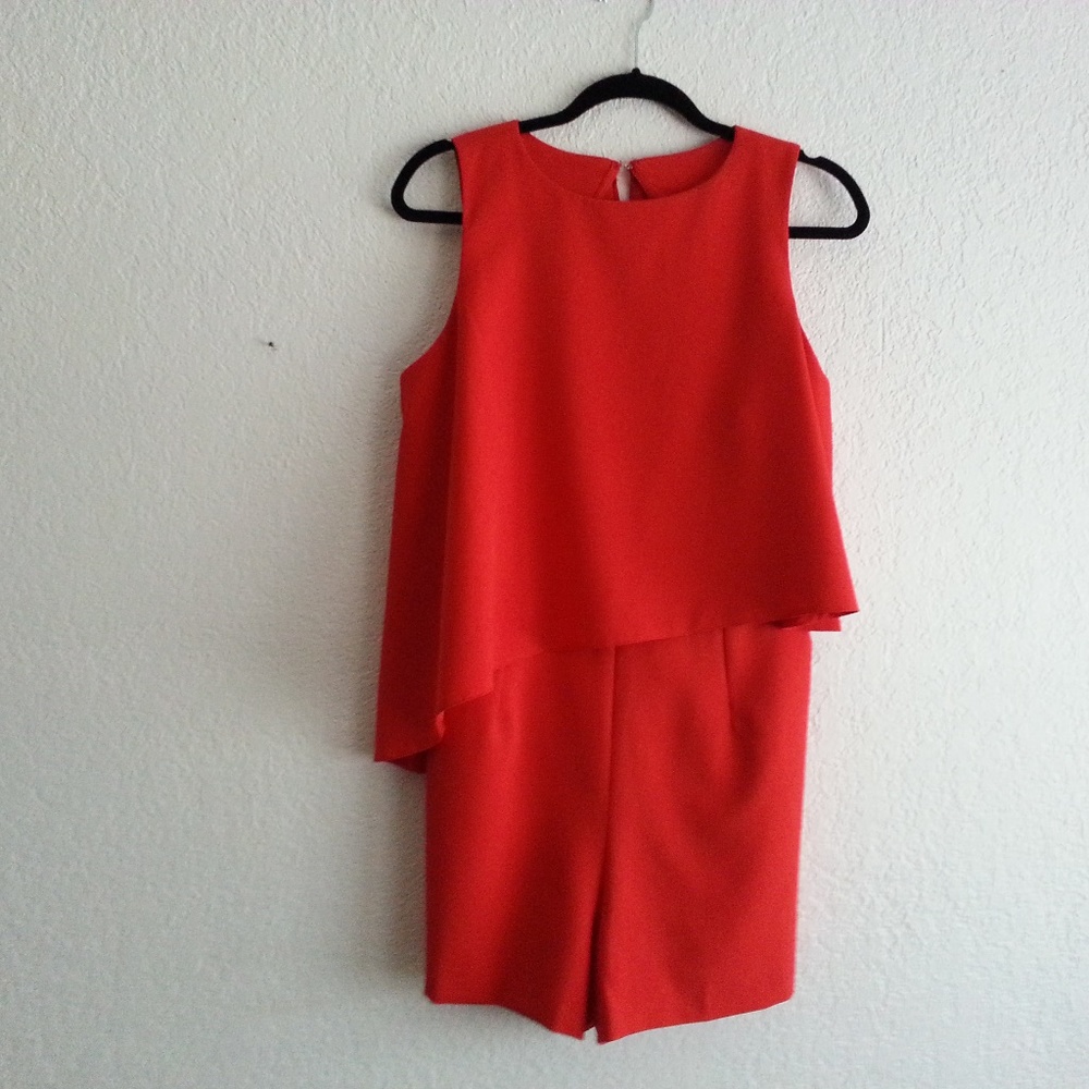 ASOS | red/orange Romper w asymmetrical top sz 10